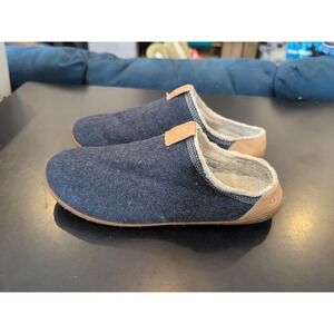 Rare Timberland Mens Torrez Scuff Navy Wool Faux fur Slippers loafers A1SVQ Sz 9